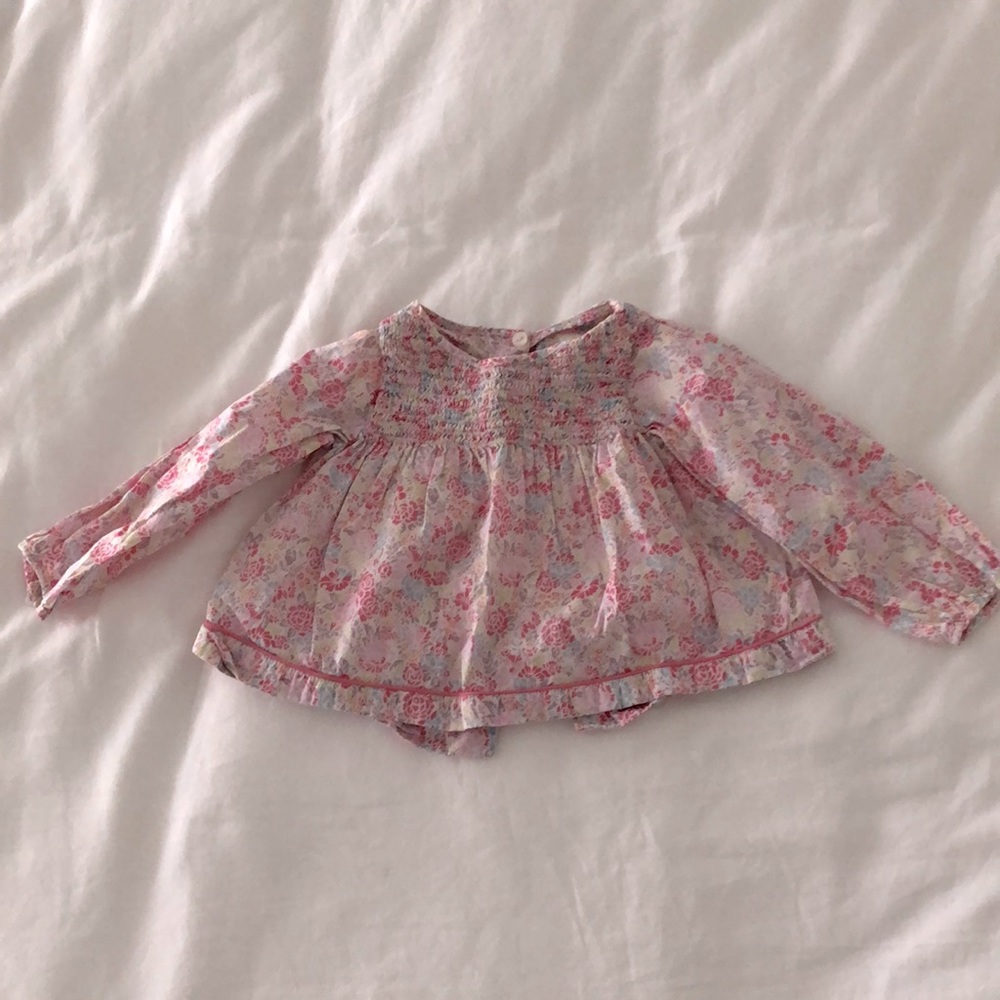 Jacadi Baby Girls Floral Long Sleeved Blouse size 18 months